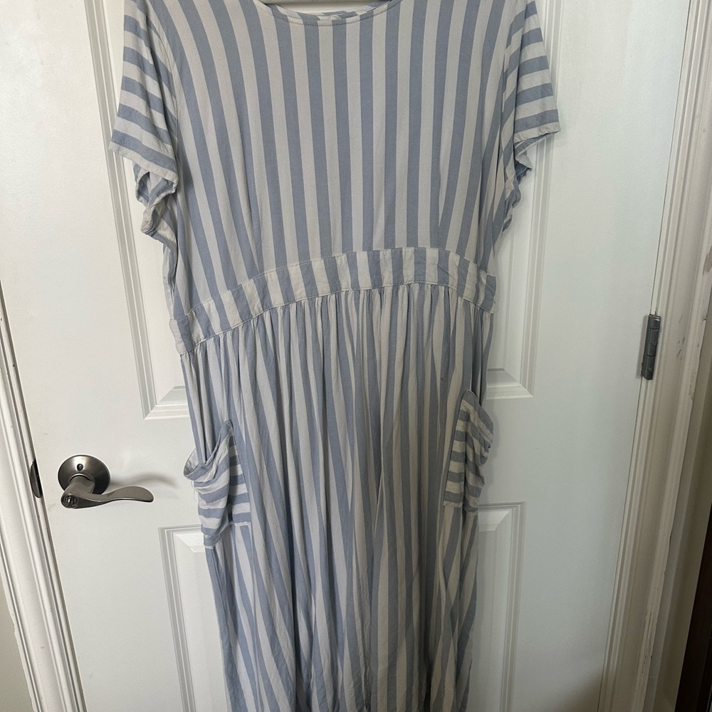 a.n.a Blue and White Striped Dress